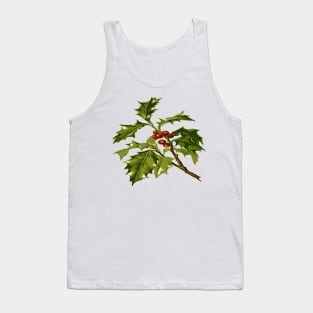 Sprig of Holly Christmas Red Berry Tank Top